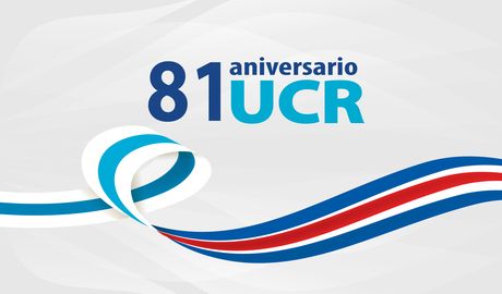Imagen que dice 81 aniversario UCR y debajo de la frase se entrelazan la bandera de la Universidad y la de Costa Rica