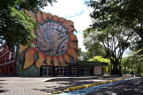 Imagen del mural de girasol ubicado en el edificio de Estudios Generales.