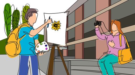 Este certamen de Arte tiene como objetivo estimular la creatividad artística de la población estudiantil de la UCR. (Ilustración: Andrea Jiménez, CU)