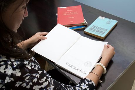 Persona leyendo el Estatuto Orgánico. (Foto: Andrea Jiménez, CU)