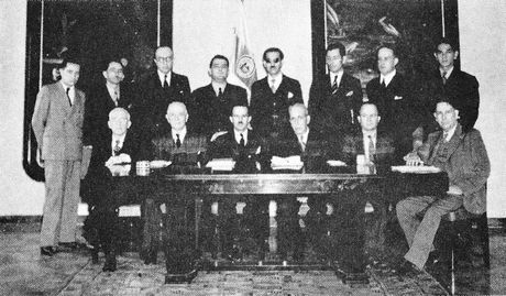 Primer Consejo Universitario de la Universidad de Costa Rica. Sentados: Dr. José Joaquín Jiménez Núñez, Lic. Gregorio Martén, Lic. Luis Demetrio Tinoco Castro, Lic. Alejandro Alvarado Quirós, Lic. Gonzalo González, Prof. Jorge Volio Jiménez. De pie: Lic. Virgilio Calvo (Representante Estudiantil), Prof. Rubén Torres, Ing. Arturo Tinoco, Ing. Fabio Baudrit, Lic. Rogelio Sotela B., Prof. Marco Tulio Salazar, Prof. Teodorico Quirós, Ing. Gabriel Dengo (Representante Estudiantil).  Foto: https://elespiritudel48.org